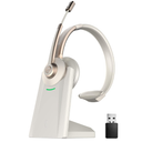 Bluetooth Headset, Wireless Headphones with Microphone Noise Canceling & USB Dongle, V5.0 Trucker Bluetooth Headset with Mic Mute & Charge Dock for PC/Laptop/Phone/Meeting/CallCenter/Office Gold
