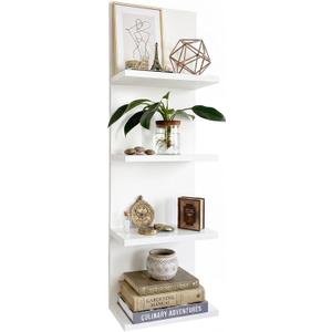 Homaterial 4 Tiers Floating Shelves, Wall Mounted, White, Big 4 Tier|38" Height