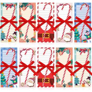 Yexiya 200 Sheets Halloween Christmas Notepads Halloween Sticky Notes to Do List Notepad with 10 Pen for Christmas Party Shopping List Gift, 7.5 x 3.2 Inch(Snowman)