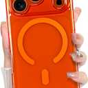 Bonoma for iPhone 17 Pro Max Case, Crystal Clear Back, Magnetic Support for MagSafe Shockproof Case, High-Duty Protection for Phone Cover -Orange