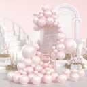Yumiche Pearl Pink Balloon Arch Kit Double Stuffed Pearl and Pink Balloons With Pear-l Stickers 5/10/12/18 Inch P-ink Balloon Arch For Wedding Birthday Baby Shower Decorations