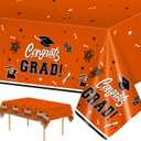 2 Pack Orange Graduation Tablecloth - Congrats Grad Table Cloths, Plastic Disposable Rectangle Class of 2026 Table Cover for Graduation Tables Decorations Party Decor Supplies Favors,108 x 54 Inch