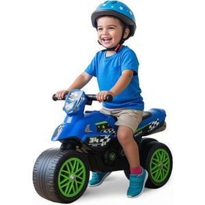 Waddle Kids Motorcycle Balance Bike - Toddler Ride on Toys w/Sounds, Wide Wheel Base, Rubber Coated Wheels, Foot to Floor Toddler Car Up to 44 Lbs, Motorbike for Kids Ages 18 Months to 3 Yrs, Blue (Large)