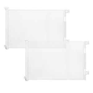(2 Pack) Retractable Baby Gate for Doorways and Stairs, Mesh Safety Gate for Pet, Indoor & Outdoor Use, One-Hand Operation, Easy Installation, 33.6" Tall, Expands to 55" Wide（White,33.6"x55")