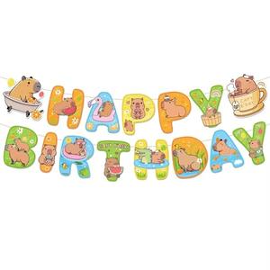 Capybara Happy Birthday Banner, Party Sign Decorations, Girl Boy Theme Supplies, Bday Kids 1st First Decor