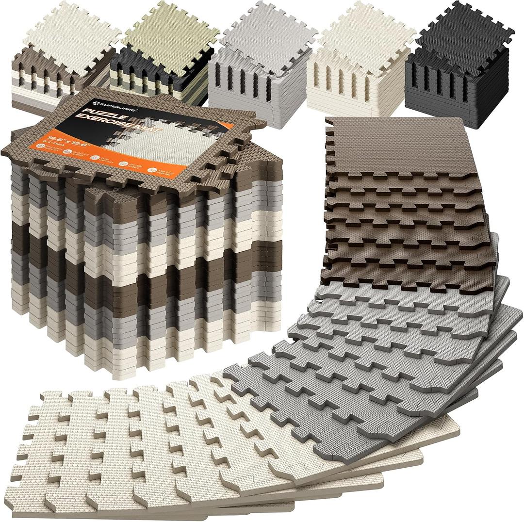 SUPERJARE Gym Floor Mats, EVA Foam Puzzle Exercise Mats, Foam Floor Tiles