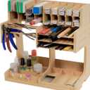 Wooden Model Kit Organizer Rack with MDF Material, Paint Rack, Screwdriver/Brush Holder, For Tamiya Paints and Tools, GK1