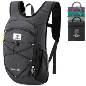 SKYSPER 15L/20L Foldable Hiking Backpack Lightweight Packable Travel Daypack with Chest Strap Small Folding Pack for Walking (Black)