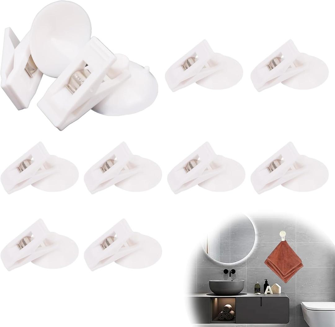 10PCS Multiple Purpose Shower Curtain Suction Cup Clips to Wall, Prevent Water Splashing Out