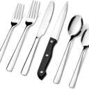 HIWARE 48-Piece Silverware Set with Steak Knives for 8, 18/8 Stainless Steel Flatware Cutlery Set For Home Kitchen Restaurant Hotel, Kitchen Utensils Set, Mirror Polished, Dishwasher Safe