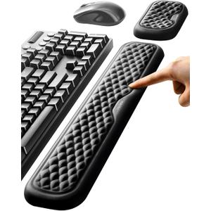 Vaydeer Wrist Rest for Keyboard and Mouse, Computer Ergonomic Wrist Support Pad, Soft Memory Foam Arm Cushion for Desk, Palm Hand Office Laptop Typing (Black)