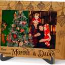 5 x Christmas Picture Frame, Our First Christmas As Mommy And Daddy Picture Frame, Wooden Tabletop Photo Frame With Stand, Winter Holiday Christmas Frame Gifts For New Mommy Daddy -C08