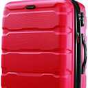 Samsonite Omni PC Hardside Expandable Luggage with Spinner Wheels, Checked-Medium 24-Inch, Red