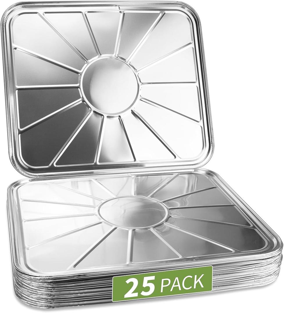 25 Pack Disposable Foil Oven Liners, 18.5 x 15.5 Inch Aluminum Foil Liners for Electric Oven & Gas Oven, Oven Drip Pan Tray for Baking, Roasting, Grilling & Cooking