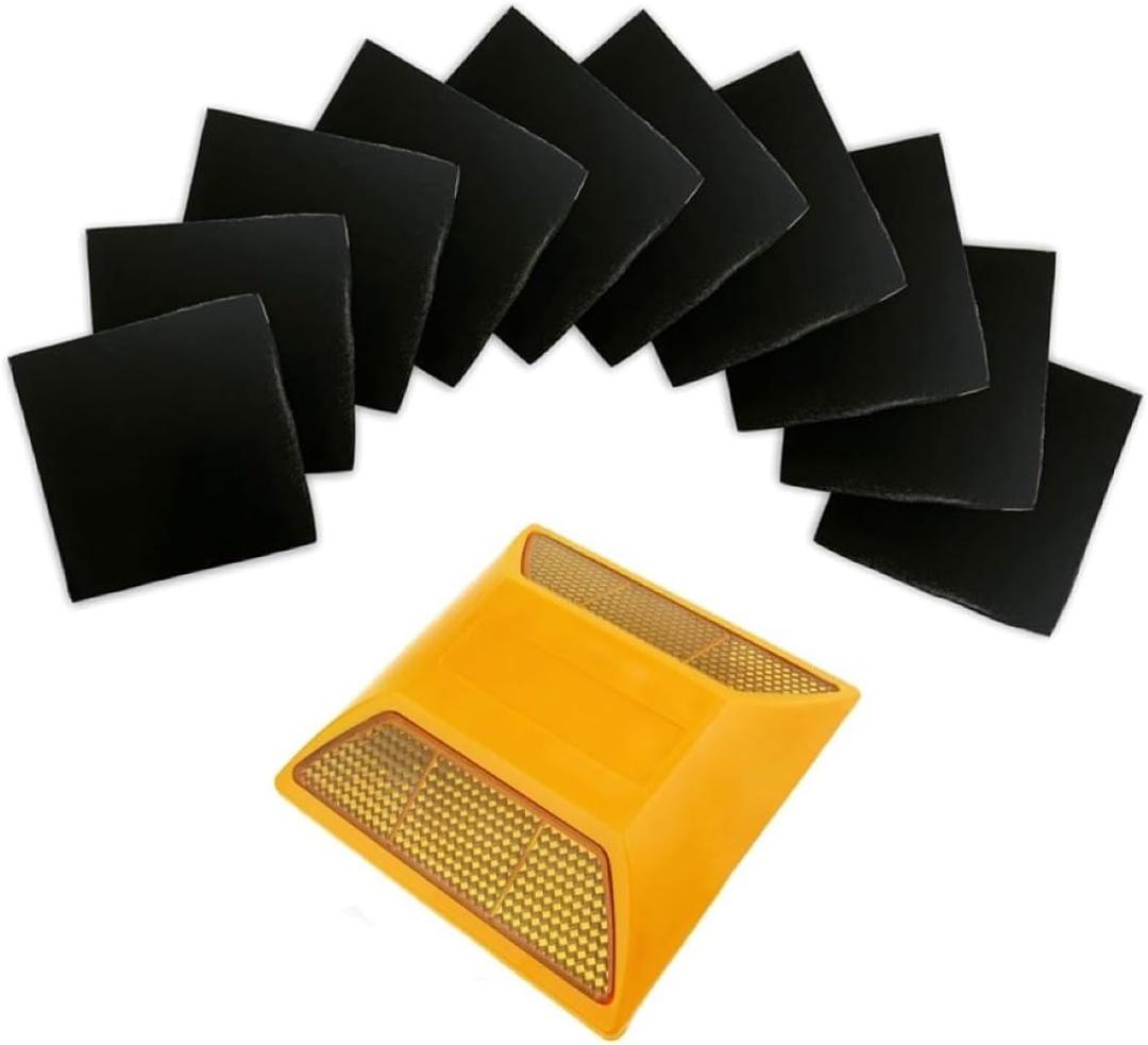Adhesive Sticky Pads for Road Reflectors, 4" x 4" Butyl Sticky Pads, 10 Pack, Stick Driveway Reflectors on Driveway, Apply on Asphalt, Pavement, Cement or Concrete, Reflectors Not Included