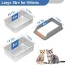 Stainless Steel Sifting Litter Box with Lid, Large Sifting Cat Litter Box for Pine Pellets & Big Cats,Metal Pellet Sifter Litter Pan System for Odor Control,Sifting Box Liners & Scoop (L:19.7''×13.8''×10'')