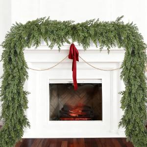 6FT Pine Christmas Greenery, Realistic Cedar Cypress Garland for Home Holiday Mantel Fireplace Table Centerpiece Decoration