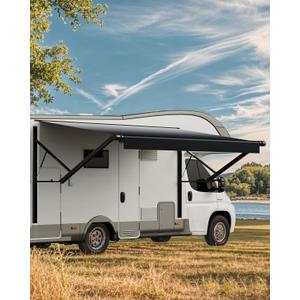 VEVOR Motorized RV Awning Complete Kit, 16' Retractable Awning with Aluminum Alloy Frame, Outdoor Trailer Awning, Fit for Most RVs(Black Fade) (16' (fabric 15'2"))