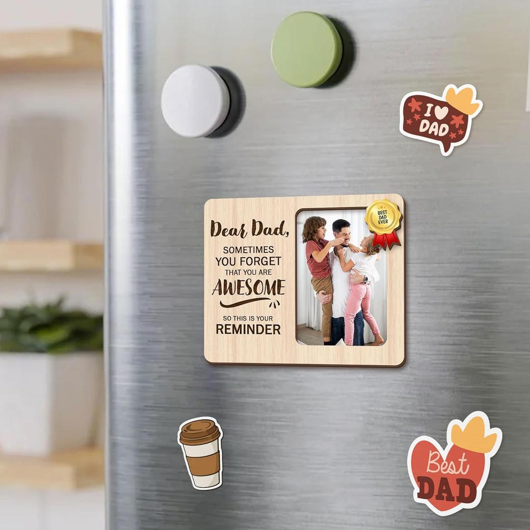 Magnetic Picture Frames Dear Dad You're Awesome - Funny Cute Refrigerator Magnets Photo Frame for Dad - Magnetic Picture Frames for Refrigerator