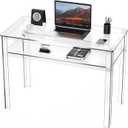 Clear Acrylic Desk with Open Storage, Home Office Computer Writing Desk Office Study Table (Clear, 39.4'' x 19.7'' x 29.5'')
