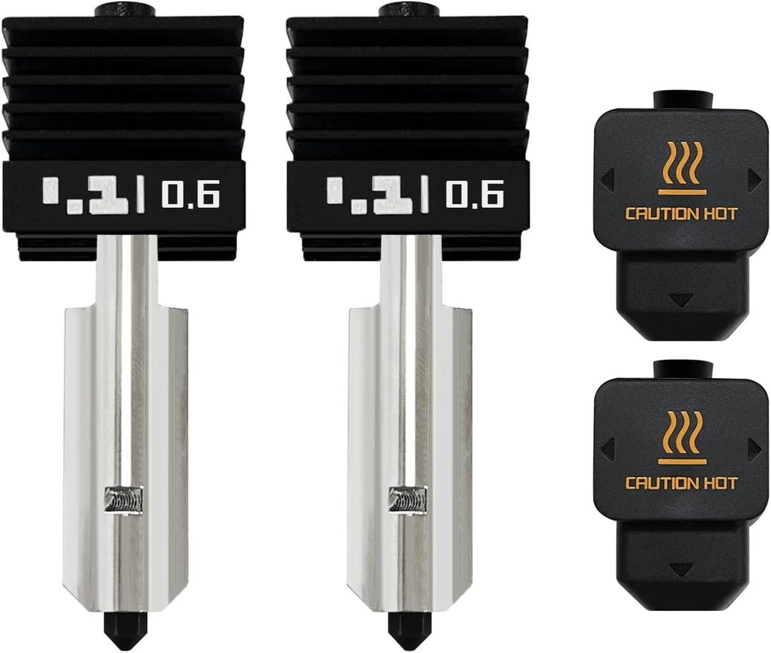 2PK 0.6MM Hotend for P2S/H2D/H2S Hotend Hardened Extruder Hotend Hot End with Hardened Steel Nozzle Print Head Silicone Sleeve Hotend Replacement for Bambu Lab H2D/H2S/A1 Series Accessories