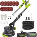 Drywall Sander with Vacuum Dust Collector, 880W Popcorn Ceiling Removal Tool with 5 Variable Speed & LED Light, 1000-2100 RPM Electric Sander for Drywall with 9 Sanding Discs & Attachments