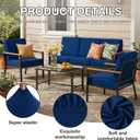 hyha 8Pcs Patio Cushion Covers, Stretch Outdoor Couch Cushion Covers Replacement, Washable Outdoor Chair/Sofa Slipcovers for Patio Furniture Cushions Protector with Elastic Bottom(Navy,Cover Only)