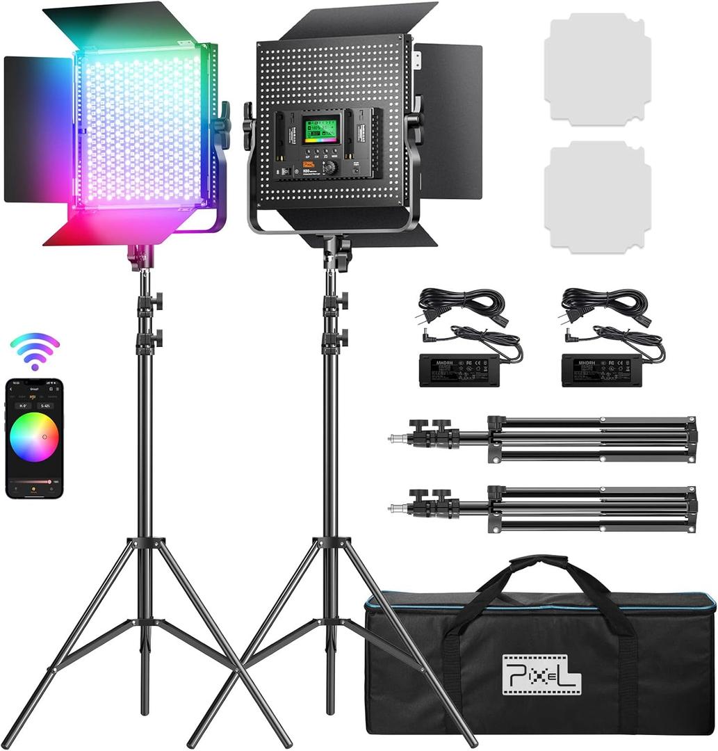 Pixel K80 Photography Lighting with APP Control, 2600K-10000K CRI 97+ RGB Led Video Light Panel, 9 Applicable Scenes Lighting for Studio/Gaming/Streaming/YouTube/Videography/Film/Video Recording