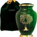 Trupoint Memorials Cremation Urns for Human Ashes, Tree of Life Decorative Burial Urn for Adult Men and Women, Large Green