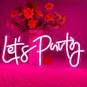 Let's Party Neon Sign, LED Neon Lights for Bedroom Wall Decor, Art Decorative Lights for Bachelorette Party, Engagement Party, Birthday Party, Living Room, Gamer Room Decor Aesthetic (Pink)