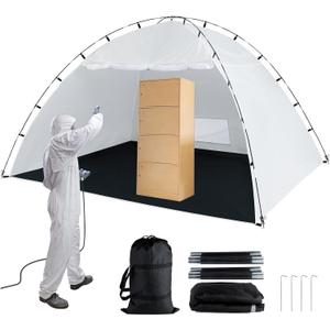 Portable Paint Booth Tent,Siebwin 10(L) x10(W) x6.2(H) ft Spray Paint Tent with Built-in Floor & Mesh Screen & Windproof Hooks, Painting Tent Station for Furniture DIY Hobby Tool, Spray Paint Shelter