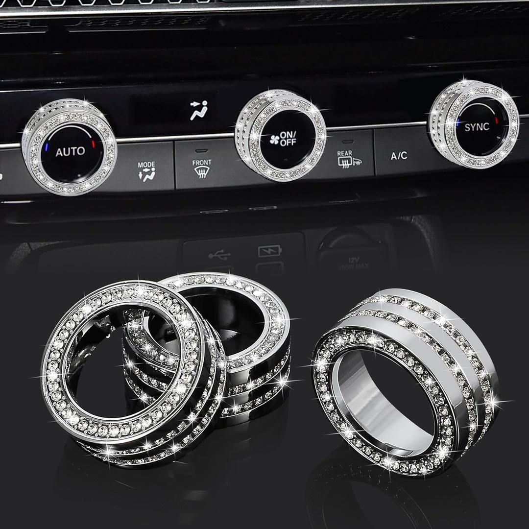 TOMALL Bling AC Air Conditioning Knob Button Cover Compatible with Honda Accord 2024 2025 for CRV HRV Civic Centre Console Air Conditioner Switch AC Climate Knob Cap Bling Interior Accessories for Car