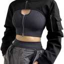 Goth Crop Top for Women 80s Emo Alt Punk Jacket Coat S