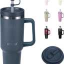 ICEWATER - 40 oz Tumbler with Handle & 2 Lids (Standard Straw and Flip Straw) | 100% Leak Proof | Cup Holder Friendly | Insulated Water Bottle for Coffee | Keep Cold for 36 Hours (Nightfall Blue)