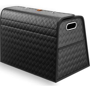 Aiuwo Foldable Leather Trunk Organizer for Car, SUV, Truck, MPV, Multi-Compartment Storage Box for Shopping, Camping, Picnic, Home, Garage box (Black, Standard)