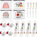 UAREHIBY 16 PCS Teacher Gifts in Bulk, Thank You Teachers Gifts With Makeup Bags, Teacher's Appreciation Week Keychain, Bookmark Gift for Teachers, Best Teacher Ever Pen Gift, Christmas Idea