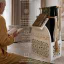 Prayer Mat Holder & Quran Stand – Islamic Storage Organizer for Prayer Rug, Tasbih, Prayer Beads & Quran – Muslim Prayer Corner Decor – Ramadan & Eid Gift (Antique White)