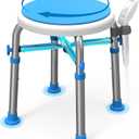 Loyoda FSA/HSA Eligible Swivel Shower Stool with Reinforced Crossing Bar, Height Adjustable Round Shower Chair for Inside Shower, Tool Free Assembly Shower Seats for Adults, 350lbs