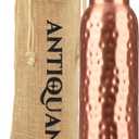 34 Oz Pure Copper Water Bottle Set  Leak-Proof Hammered Design with Tumbler, Carrying Bag & Smooth Finish Decorative  Copper Home Decore