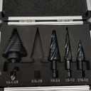 ZELCAN Step Drill Bit Set, 5PCS Four Spiral Flute Step Bits for Metal, 50 Sizes Titanium-Coated HSS Drill Bits with 1/4" Hex Shank for Stainless Steel Aluminum Wood Plastic