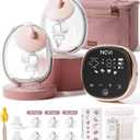 NCVI Wearable Breast Pump, in-Bra Hands-Free Electric Pump with Hospital-Grade -300mmHg Suction, Portable & Rechargeable, 4 Modes 9 Levels for Home, Work & On-the-Go