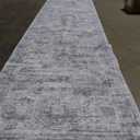 Soalmost Runner Rug 2'6" x 14' Washable Non-Slip Runner Rugs for Kitchen Bathroom Laundry Room Vintage Ultra Thin Runners for Hallway Entryway Grey