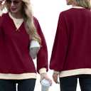 Women Sweatshirt Striped Crew Neck Oversized Long Sleeve Sweatshirt Color Block Loose Pullover (Medium)