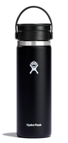 Hydro Flask Wide Mouth Bottle with Flex Sip Lid - Insulated Water Bottle Travel Cup Coffee Mug Black 20 oz