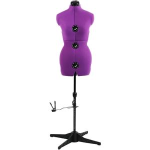 Dress Forms for Sewing, Purple Female Mannequin Adjustable Size 6-14, Pin able Model Body with 13 Dials & 360 Degree Hem Guide, Up to 75" Height Adjustable