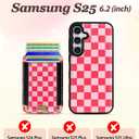 Shorogyt for Samsung Galaxy S25 Cute Kawaii Leather Phone Case - Compatible with Magsafe Wallet Magnetic Credit Card Holder Fashion Grid Design Phone Cover for Women Girls, Fits 7 Cards