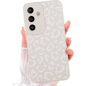 ZIYE Galaxy S24 Plus Case White Leopard Pattern Phone Case with Camera Protection,Soft TPU Silicone Rubber Protective Cover Cheetah Design Cases Compatible with Samsung Galaxy S24 Plus