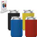 12oz Standard Can Sleeves Insulators Sleeves Standard Can Covers 12OZ Beer Bottle Sleeves Coolers Holder Non-slip Neoprene Can Coolier Sleeves 4PCS (Black/Red/Yelllow/Blue)