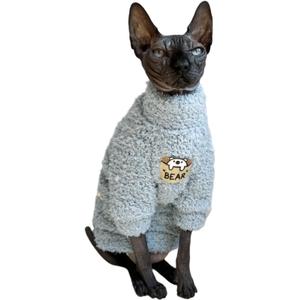 Sphynx Cat Clothes Hairless Cat Super Soft Warm Fleece T Shirt Elastic Winter Sweater Outfit, Pet Clothes for Sphynx Cat Coat for Cats and Small Dogs Apparel (Blue, X-Large) (XL (9-13 lbs))