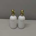 Vine Creations White Glass Soap Dispenser Set, Dish Soap and Hand Soap Dispenser Set with Stainless Steel Pump, 16 oz Glass Dispensers for Kitchen or Bathroom Decor (Matte White Bottle/Brushed Brass)